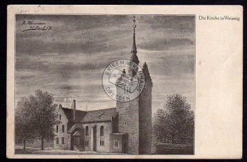 Kirche in Dresden Weissig 1920 Künstlerkarte 