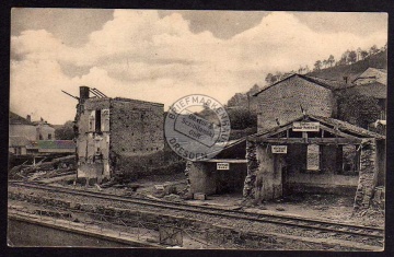 Deutsch Montmédy zerstörter Bahnhof ca. 1916 
