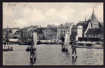 Rostock 1912 Häuser am Hafen 