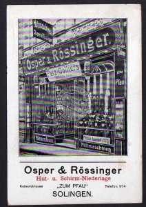 Solingen Osper & Rössinger Hüte Schirme Pelze 