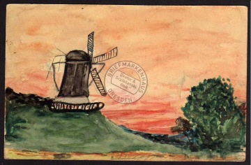 Großröhrsdorf 1918 Windmühle handgemalt Mole 