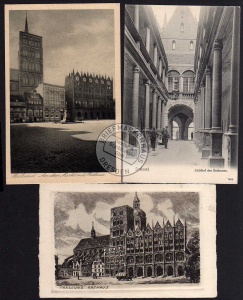 3 AK Stralsund Lichthof Rathaus 1904 Radierung 