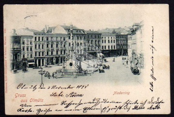 Olmütz Olomouc 1898 Niederring mit Brunnen 