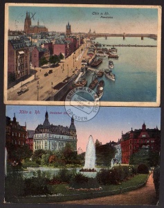 2 AK Köln 1909 1916 Deutscher Ring Rhein Schiffe 