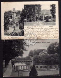 2 AK Bad Pyrmont Fürstliches Schloss Kurhaus 1903 