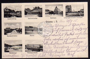 Grimma Fürstenschule Markt Muldenbrücke 1915 