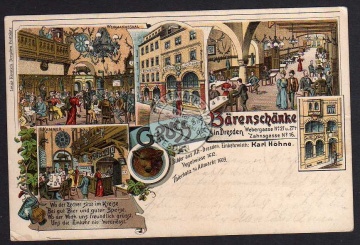 Dresden Bärenschänke Webergasse 27 Litho 1904 
