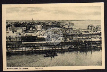 Cuxhaven Hafen Panorama 1928 Bahnpost 