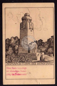 Bismarckturm bei Konstanz 1914 Eintrittskarte 