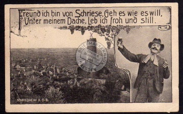 Schriesheim 1924 Bahnpost Weintrinker Perfin 