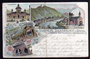 Gießhübl Sauerbrunn Böhmen Eisenbahn Post 1897 