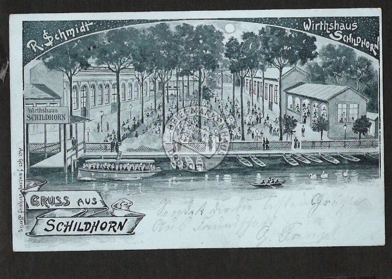 Litho Wirtshaus Schildhorn 1899 Berlin 