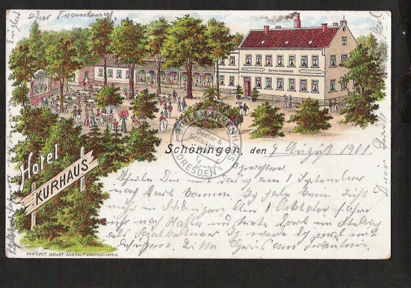 Schöningen Litho 1901 Hotel Kurhaus 