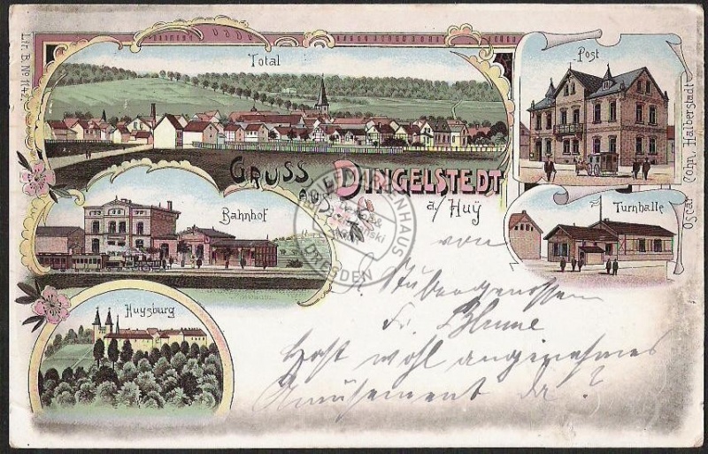 Litho Dingelstädt a. Huy Bahnhof Huysburg Post Tu 