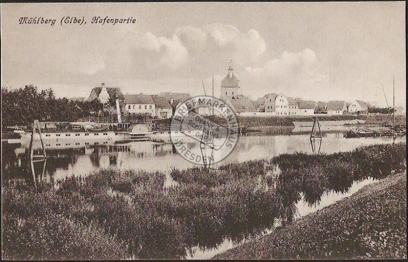 Mühlberg Elbe Hafenpartie Dampfer Bodenbach El 