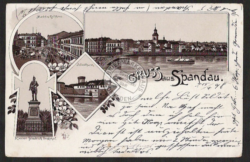 Berlin Spandau Litho 1898 Denkmal Juliusturm . 