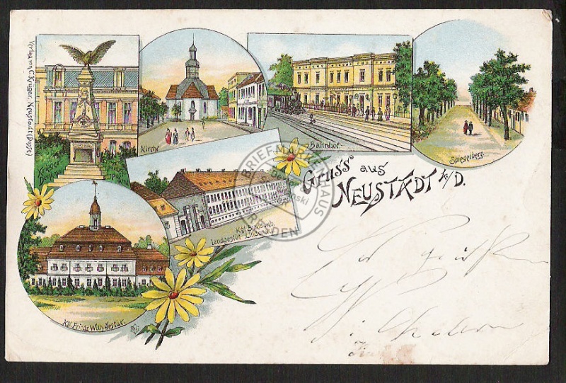 Neustadt a./ Dosse Prignitz Bahnhof Zug Litho 