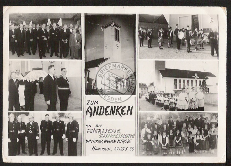 Munchouse Einweihung Kirche 1959 Foto-Karte 