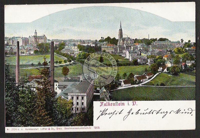 Falkenstein i. V. Fabrik 1903 Kirche 