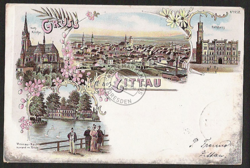 Litho Weinau Zittau Rathaus 1898 