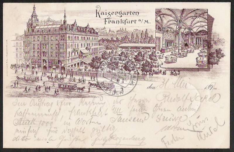 Litho Frankfurt Main Kaisergarten Restaurant R 