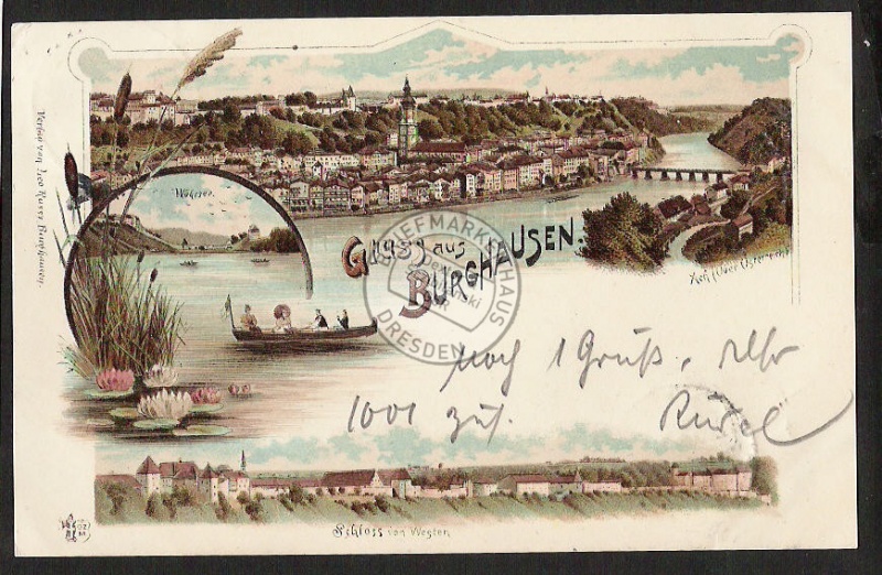 Litho Burghausen Landkreis Altötting 1897 