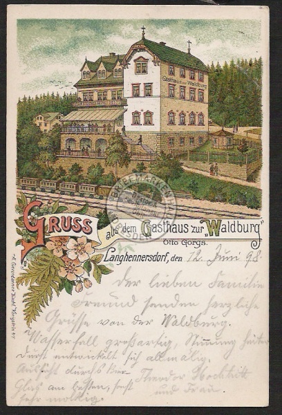 Litho Langhennersdorf Gasthaus zur Waldburg 18 