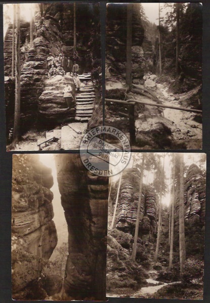 Sächsische Schweiz Schwedenlöcher 4 Fotos ca 1930 