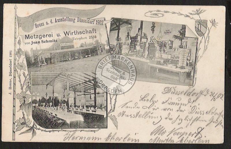 Ausstellung Düsseldorf 1902 Metzgerei und Wirt 