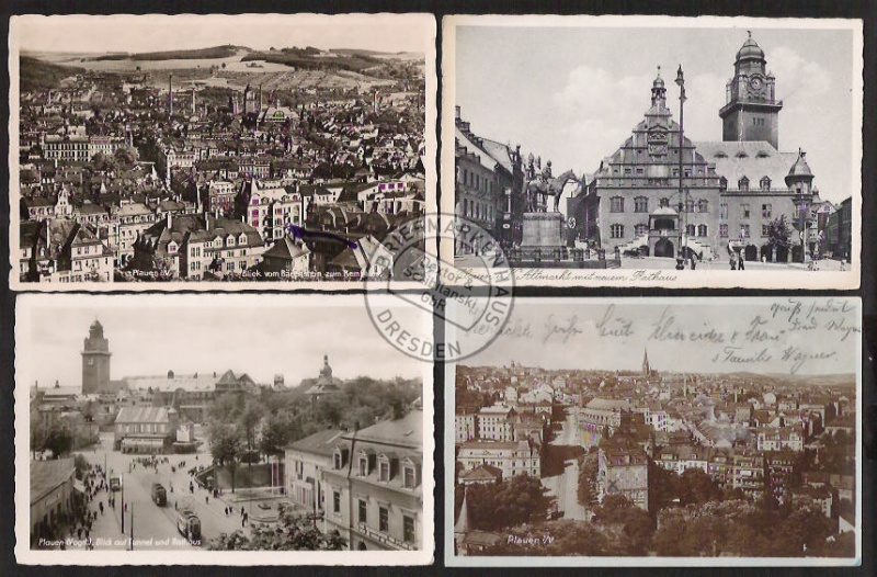 8 AK Plauen Tunnel, Rathaus AltmarktPlatz der Rot 