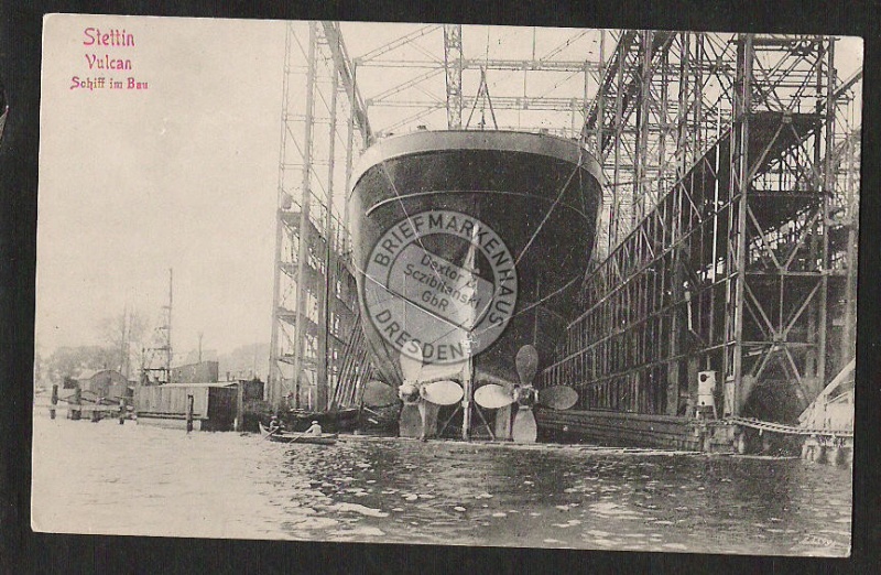 Stettin Vulkan Werft Schiff im Bau im Dock Sch 