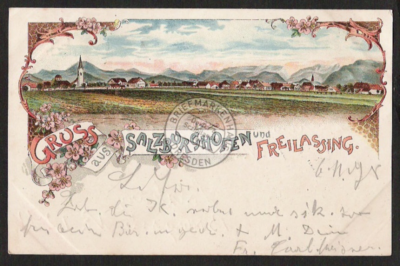 Litho Salzburghofen und Freilassing 1898 