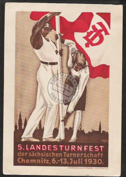 Chemnitz 5. Landesturnfest 1930 Webekarte 