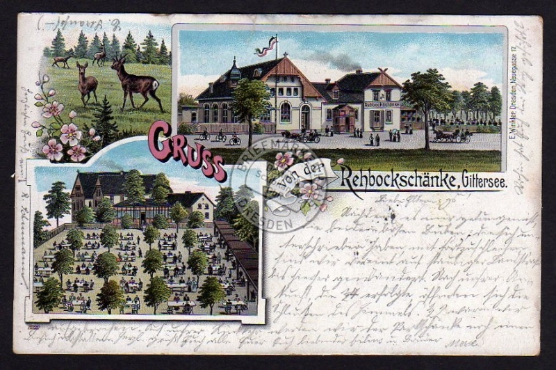 Dresden Gittersee Litho 1900 Rehbockschänke 