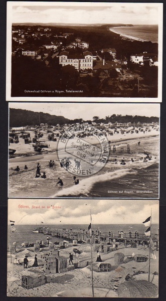 3 AK Göhren Rügen Strand Hotel Kurhaus Strandkörb 