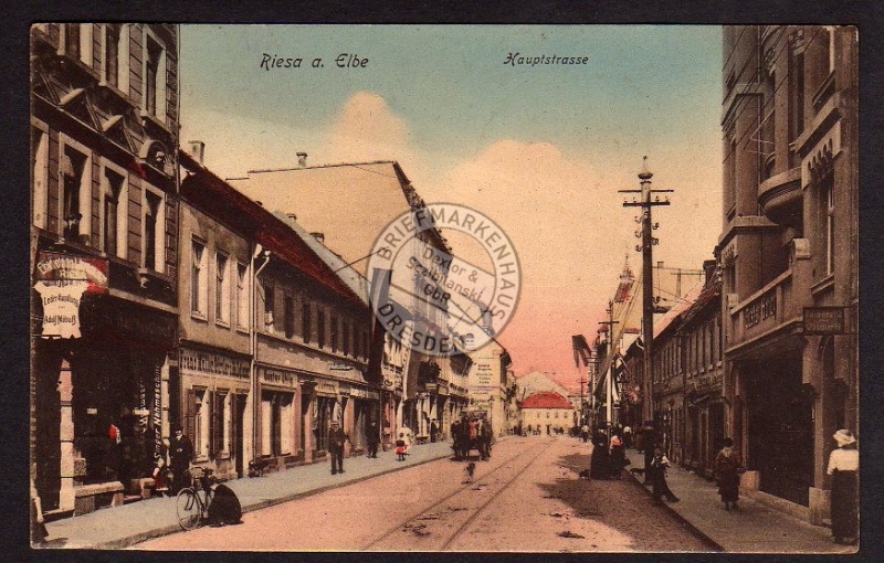Riesa Elbe Hauptstrasse Leder Handlung 1918 
