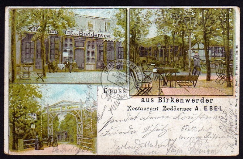 Birkenwerder Restaurant Boddensee A. Ebel 1903 