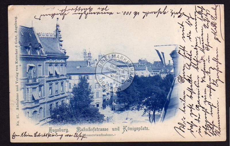 Augsburg Bahnhofstrasse Königsplatz 1899 Cafe 