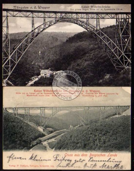2 AK Müngsten Wupper Kaiser Wilhelm Brücke 1903 
