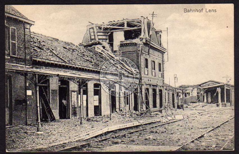 Lens Bahnhof La Gare zerstört zerschossen 1916 