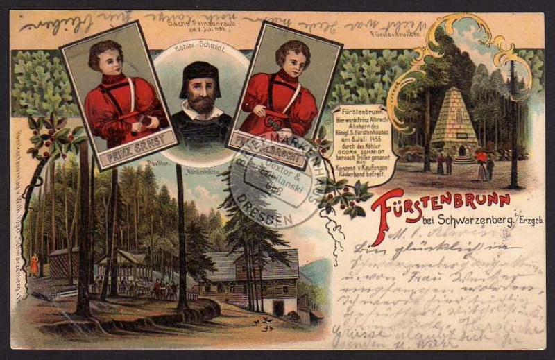 Litho Fürstenbrunn b Schwarzenberg Prinzenraub 