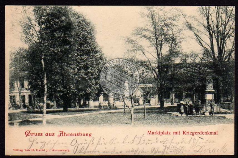 Ahrensburg Marktplatz Kriegerdenkmal 1900 