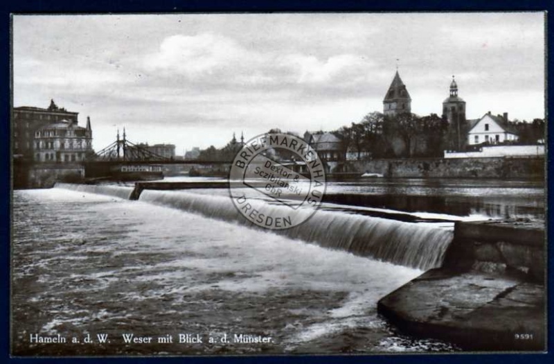 Hameln a.d.W.1928 Weser mit Blick a.d. Münster 