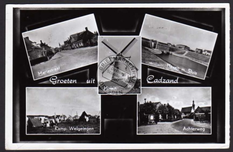 Groeten Cadzand 1964  Mariastraat Molen Haven 