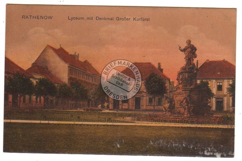 Rathenow 1916 Lyceum Denkmal Großer Kurfürst 