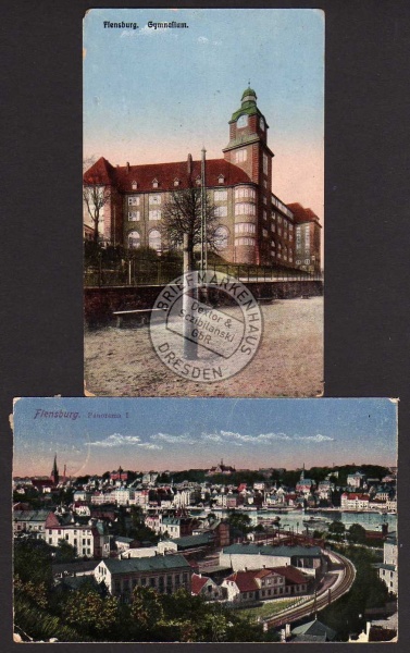 2 AK Flensburg Gymnasium Panorama 1918 1924 