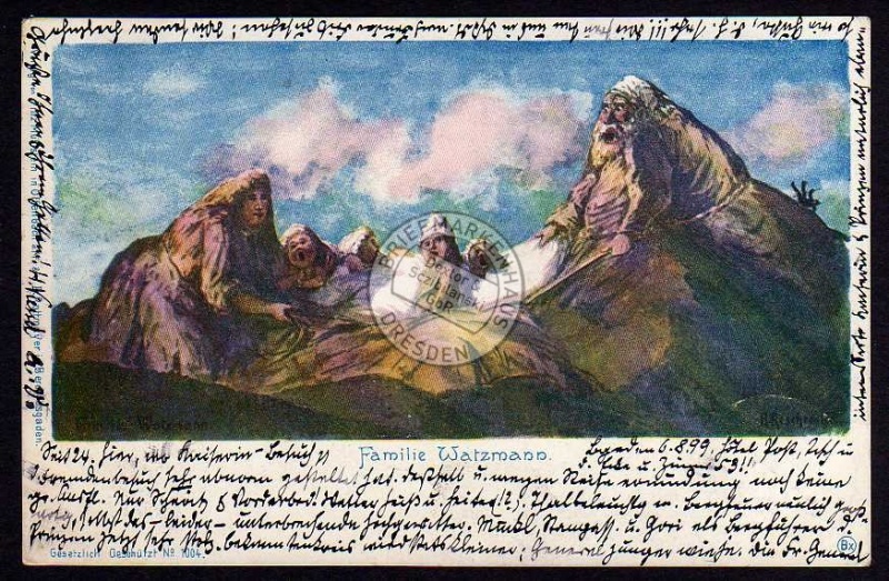 Berggesicht Watzmann Künstler Karte 1899 
