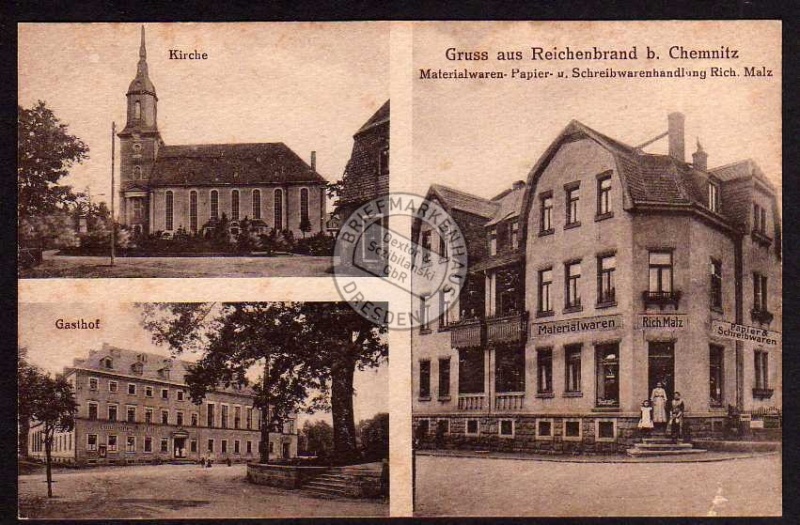 Reichenbrand Sa. Gasthof Kirche Materialwaren 