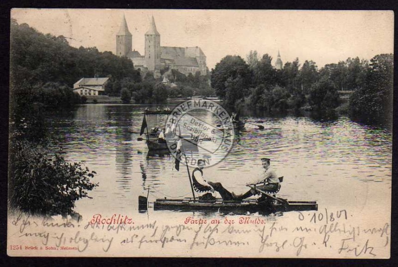 Rochlitz 1901 Partie an d. MuldeTretboot Boot 