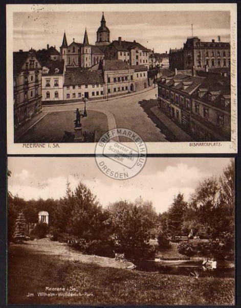 2 AK Meerane Sa. Bismarckplatz Wilhelm Wunderlich 